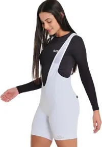 Bretelle de Ciclismo Feminino Márcio May Sport Branco/Dourado