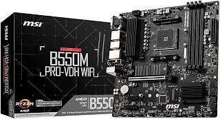 Placa-Mãe MSI B550M PRO-VDH WIFI AM4 mATX – Suporte Ryzen, DDR4, Wi-Fi Integrado, M.2 NVMe, HDMI/DP/VGA, USB 3.2, Ideal para PC Gamer e Profissional