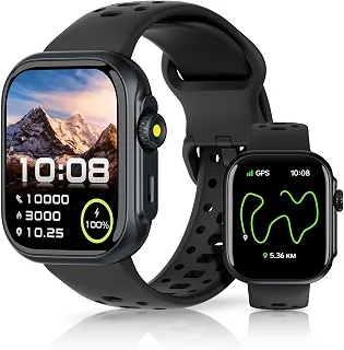 Bettdow Smartwatch GPS FB041, Relogio Smartwatch Feminino e Masculino,Tela HD de 1,85', Alexa, 100 Esportes,3ATM à rova d'água, Chamada Bluetooth, Compatível com Android iOS(Preto)