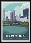 Pôster de viagem vintage EUA New York Central Park America Pintura de arte para decoração de casa presente