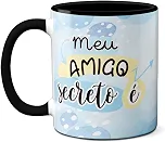 Caneca Meu Amigo Secreto com Caça-Palavras Presente (Preta)