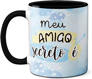 Caneca Meu Amigo Secreto com Caça-Palavras Presente (Preta)