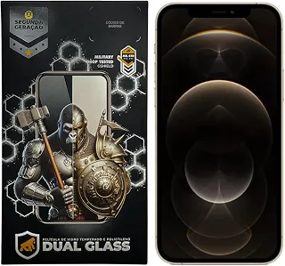 Gshield Película de Fibra de Vidro 10H Proteção Contra Arranhões e Impactos, Alta Sensibilidade Tela Toda, Dual Glass Preta (iPhone 12/12 Pro)