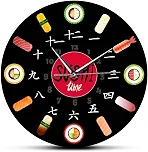 Geek Alerts Relógio de parede silencioso com design moderno Sushi Time, sem tique-taque, quartzo, comida japonesa, 30,5 cm, impressão acrílica, relógio suspenso para cozinha, sushiya, restaurante