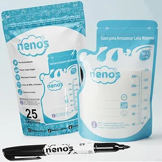 25 Sacos Para Armazenar Leite Materno de 250ml - NENOS