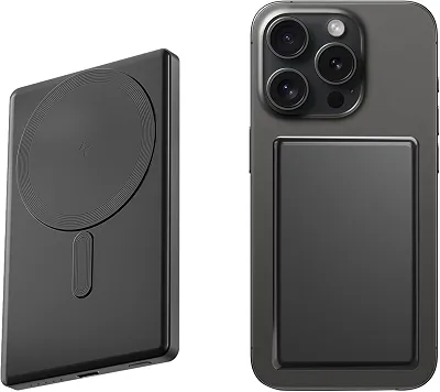 Basike Power Bank, 5000mAh Carregador Ultrafino e Portátil Universal por Indução, PD20W Carregamento Rápido, Compatível com MagSafe, 1 Saída USB C (Preto, 5000mAh)
