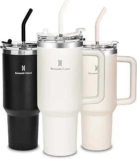 Copo Térmico 1,18L em Aço Inoxidável com Canudo, Tampa e Alça, Creme