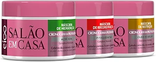 Kit Máscara Cronograma Nutrição Hidratação e Reconstrução Eico Salão Em Casa Tratamento Capilar