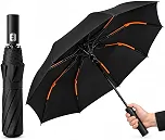 Guarda-Chuva Automático Compacto Reforçado, 1m de Diâmetro, Abre e Fecha Automático, Resistente ao Vento, Portátil, Varetas Reforçadas, com Capa
