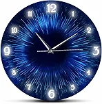 Geek Alerts Starburst Relógio de parede silencioso com design moderno círculo futurista para sala de estar hiperespaço raios abstratos relógio de parede decorativo