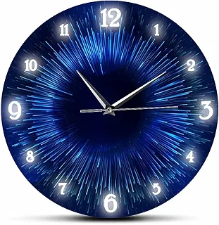Geek Alerts Starburst Relógio de parede silencioso com design moderno círculo futurista para sala de estar hiperespaço raios abstratos relógio de parede decorativo