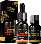 Kit Clareador Rosa Mosqueta + Olíbano 100% Puro – Renovação e Iluminação da Pele, Hidratação Intensa, Tom Uniforme – ESSENITY