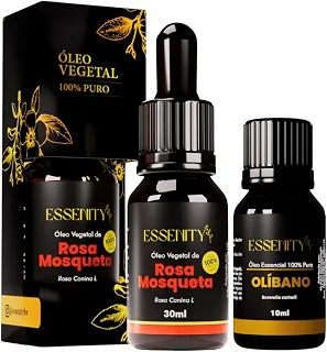 Kit Clareador Rosa Mosqueta + Olíbano 100% Puro – Renovação e Iluminação da Pele, Hidratação Intensa, Tom Uniforme – ESSENITY