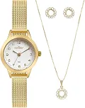 Relógio de Pulso Feminino Condor Dourado + Colar e Brincos CO2035MZS/K4X