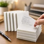 Bloco de Notas Adesivo Transparente 200 Folhas 75x75mm Kit 4 Blocos em PET Autoadesivo Removível para Livros, Estudos, Escritório, Escola e Organização Premium