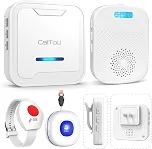 CallToU Sistema de pagador de cuidador sem fio Sistema de alerta de enfermeira para idosos, Sistema de alerta médico para pacientes idosos com deficiência, 2 transmissores SOS (1 relógio de alerta médico) + 2 receptores