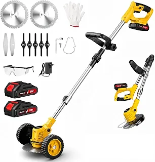 RubroX Roçadeira a Bateria Cortador de Grama 21V 3600mAh, Motor Cobre 20000RPM, Kit 4 Lâminas