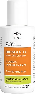Ada Tina Protetor Solar Facial Fluido Ultra Clareador Biosole TX Fps 80 40ml | Toque Seco | Para Peles com Manchas e Melasma | com Ácido Tranexâmico e Niacinamida | Alta Proteção Solar