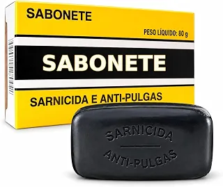 Sabonete Sarnicida Antipulgas Cães Higiene Limpeza Uso Veterinário Peso 80g