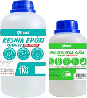 Resina Epoxi Ohana Baixa Viscosidade C/Endurecedor Kit1,5kg