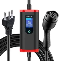 Carregador Para Carros Elétricos Portátil Inteligente Tipo 2 Bivolt 3,5kW Com Tela LED, Cabo 5m Com Ajuste de Corrente e Proteção IP65 – Compatível BYD, GWM, Nissan e Mais