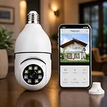 Câmera de Segurança WiFi Lâmpada 360° Full HD com Visão Noturna, Áudio Bidirecional e Controle pelo App – Câmera IP Inteligente E27 com Detecção de Movimento para Área Interna e Externa