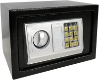 Cofre Eletrônico Digital em Aço Com Teclado e Chave Reserva (PRETO, MEDIO 31X20X20 CM)