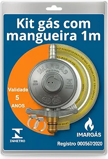 Kit Registro Regulador Gás Cozinha Com Mangueira 1 metro Para Botijão 13kg Residencial
