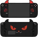 PlayVital Linda capa protetora demoníaca para Steam Deck LCD e OLED, protetor antiderrapante Kawaii para Steam Deck OLED com tampas de aperto de polegar, adesivos e trackpads e conjunto de