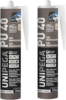 Kit 2 Cola Pu 40 Adesivo Poliuretano Placa de Revestimento PVC Vidro Madeira Metal Juntas Dilatação 400g (BRANCO)