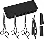 Kit Barbeiro Profissional 5 Peças Aço Inox (Preto)