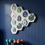 Kit de 5 Porta Medalhas de MDF Hexagonal - Porta Medalhas Esportivo para Decoração de Parede (BRANCO)