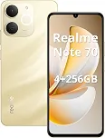 Realme Note 70 Smartphone Tela de 6.74' Display, 4GB RAM 256GB ROM, 6000mAh Batteria, Dual 4G SIM (Ouro)