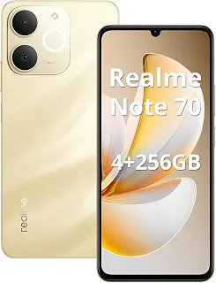 Realme Note 70 Smartphone Tela de 6.74' Display, 4GB RAM 256GB ROM, 6000mAh Batteria, Dual 4G SIM (Ouro)