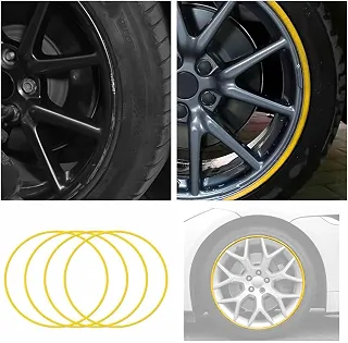 Proteção Universal Para Aros - Conjunto De 4 Protetores De Borda Autoadesivos Para Rodas, Com Anel De Proteção Amarelo Para Automóveis, SUVs E Caminhões - Anel Protetor De Borda De Roda,17inch