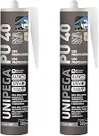 Kit 2 Cola Pu 40 Adesivo Poliuretano Placa de Revestimento PVC Vidro Madeira Metal Juntas Dilatação 400g (CINZA)