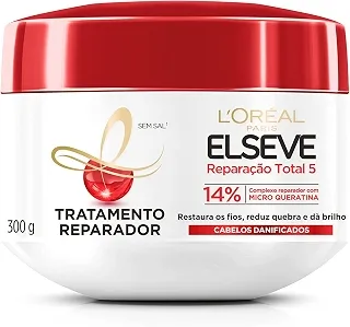 L'Oréal Paris Elseve Reparação Total 5+ Creme de Tratamento, Repara os 5 Sinais de Danos como Quebra e Ressecamento com Cicatri-Ceramida, Recupera, Hidrata e Dá Brilho, 300g