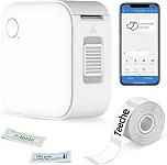 Impressora Térmica Portátil de Etiquetas, Bluetooth, 15mm Largura, Bateria 1000mAh com App e Rolo de Etiqueta, Branca (Impressora + Rolo de Papel)