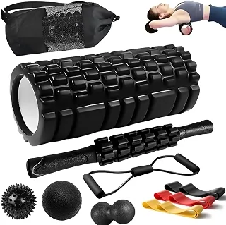 Kit de Liberação Miofascial 10 em 1 com Rolo Massageador, Bastão, Bolas, Faixa de Alongamento e Bolsa – Ideal para Yoga, Pilates, Fisioterapia e Alívio Muscular