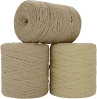 SYMEON Fio de Malha 1kg Ecologico Residual 140m Artesanato Crochê (Tons de bege)