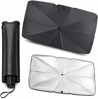 Protetor Solar Para Brisa Automotivo Dobrável 125 x 65 cm Guarda Sol para Carro Compacto com Bolsa para Armazenamento