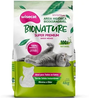 Bionature Areia Higiênica para Gatos Biodegradável Wisecat 4kg