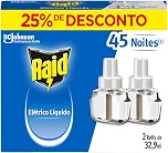 Raid Repelente Elétrico Líquido 45 Noites, 2 Refis de 32,9ml