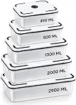 Kit Potes Herméticos 5 Tamanhos Tampa Plástico Livre BPA Freezer Microondas