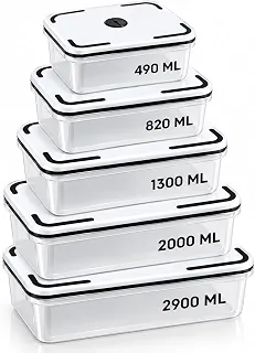Kit Potes Herméticos 5 Tamanhos Tampa Plástico Livre BPA Freezer Microondas