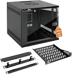 Tecmojo Rack 6U 25,4 cm, conjunto de gabinete de rede de montagem na parede, 12,3 L x 13D x 11,8 A - capacidade de carga 50 kg, preto 25,4 cm conjunto de rack para servidor de parede