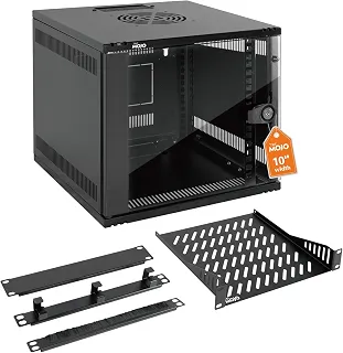 Tecmojo Rack 6U 25,4 cm, conjunto de gabinete de rede de montagem na parede, 12,3 L x 13D x 11,8 A - capacidade de carga 50 kg, preto 25,4 cm conjunto de rack para servidor de parede
