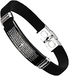 Pulseira Masculina Pai Nosso Aço Preta Bracelete Premium Oração