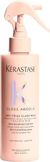 Kérastase, Spray, Gloss Absolu, Glaze Milk Anti-Frizz, para todos os tipos de cabelos, com ácido hialurônico, glicólico e óleo de rosa silvestre, proporciona brilho, protetor térmico, 190ml