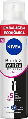 NIVEA Desodorante Aerossol Black & White INVISIBLE Clear 200ml - Proteção prolongada contra odor, suor e manchas